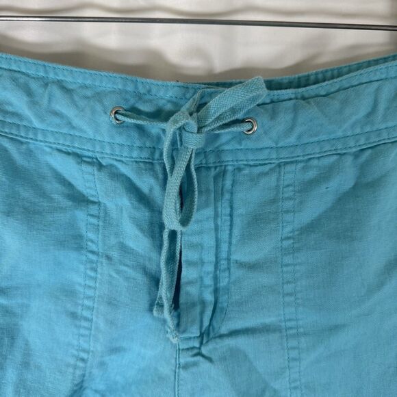 Banana Republic Linen Blend Shorts Women's 4 Blue Button Zip Drawstring Pockets - Picture 2 of 9